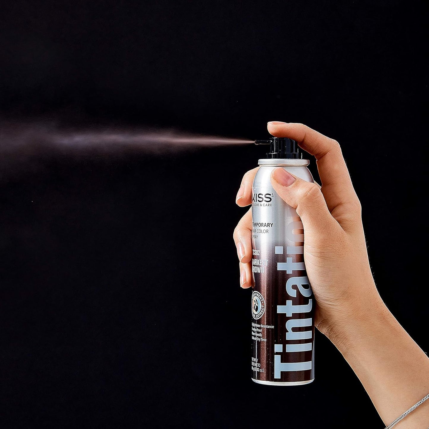 KISS Tintation Root Cover Up Gray Concealer Spray & Mascara Water-Resistant Smudge-Proof Easy Temporary Hair Color Change (Black)