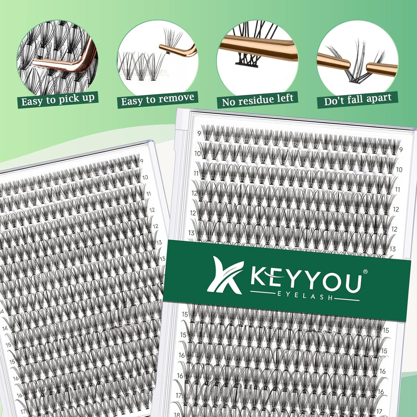Lash Clusters 300Pcs Individual Lashes 20D 0.07C Curl 9-18MIX Lash Extensions Clusters Lashes Soft&Natural False Eyelashes Individual DIY Eyelash Extension at Home(20D-0.07C,9-18MIX)