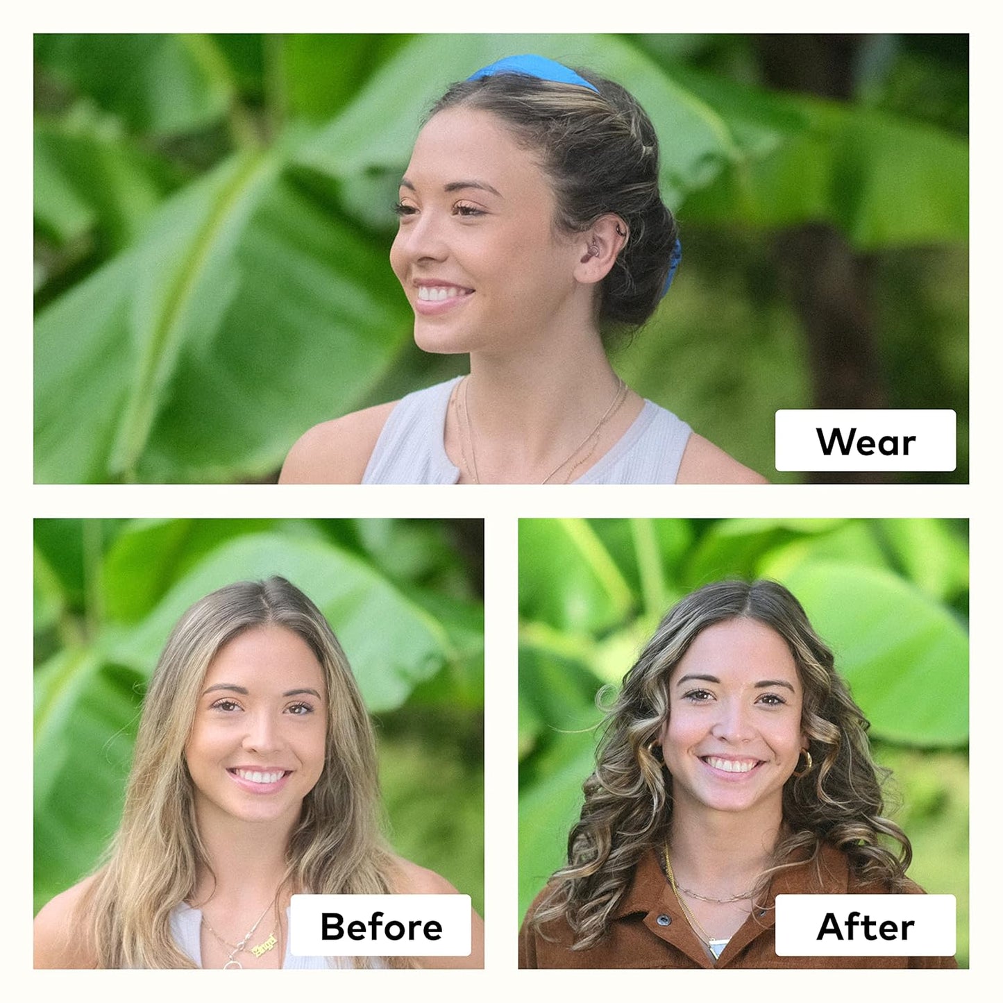 RobeCurls Heatless Hair Curler Set - Satin Curling Headband for Natural, No-Heat Curls - Sleep in Overnight Styling Tool with 2 Scrunchies - Easy & Gentle on Hair (Rose)