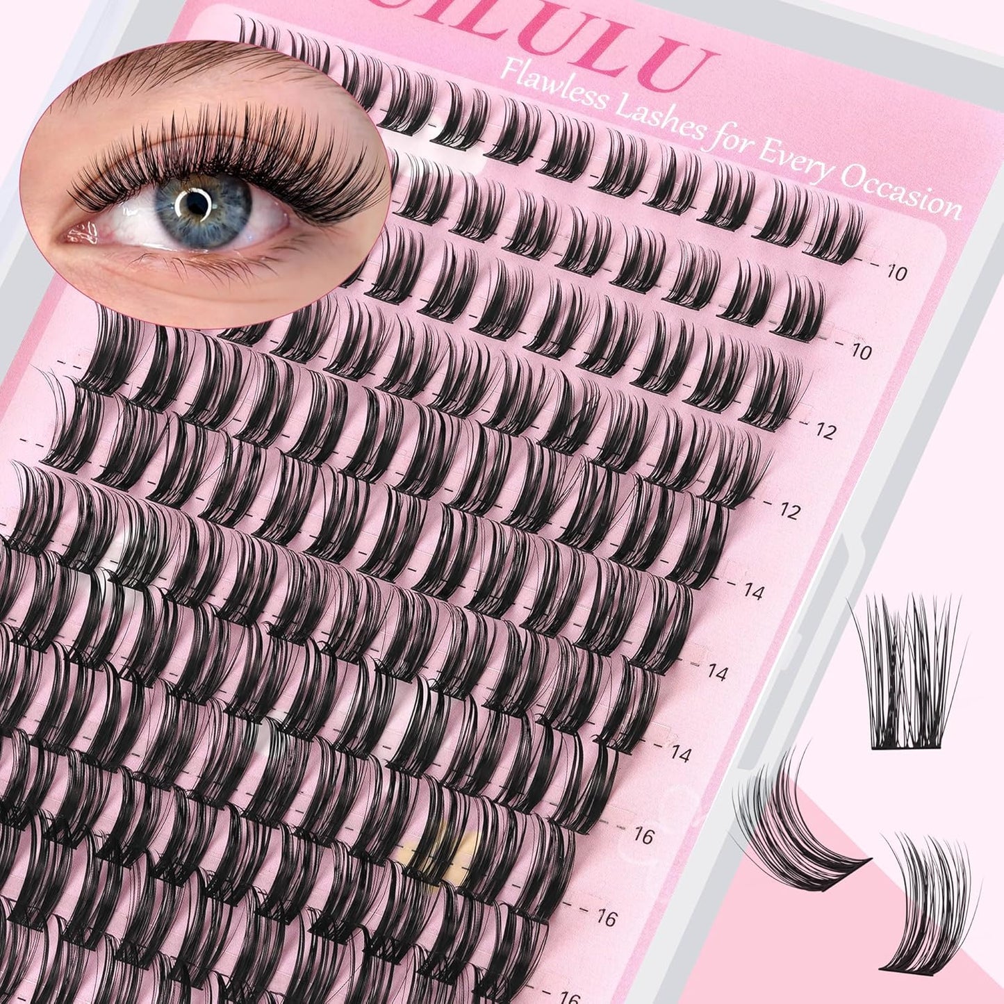 Lashes Clusters D Curl Fluffy Lash Clusters 0.07D 10-18 MIX 144 Eyelashes Individual Lashes Clusters DIY Lash Extensions at Home False Lashes Wide Band Natural Eye Lash Clusters U15 Lash