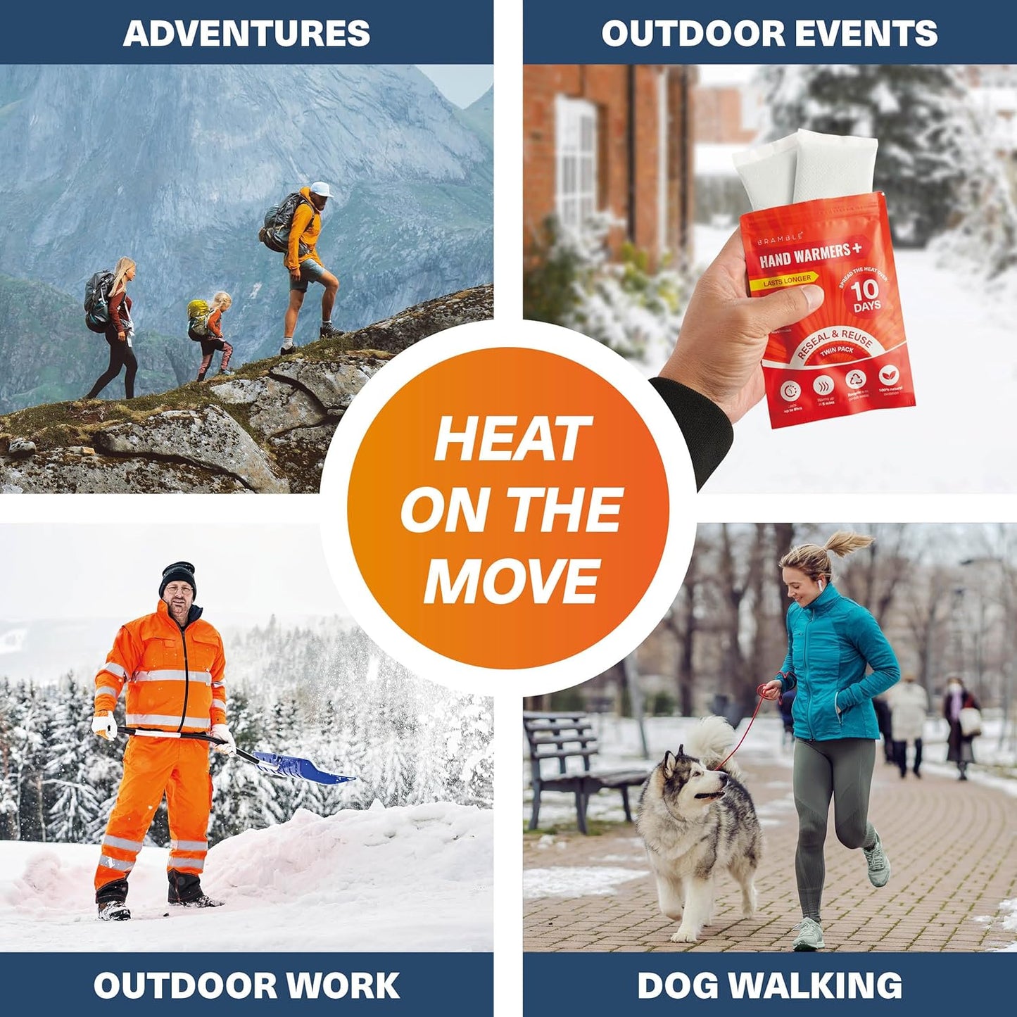 Bramble Hand Warmers Disposable Value Pack (2 Warmers per Pack) Pocket Warmers for Hiking, Outdoor Activities, Skiing - up to 10 Hours of Heat