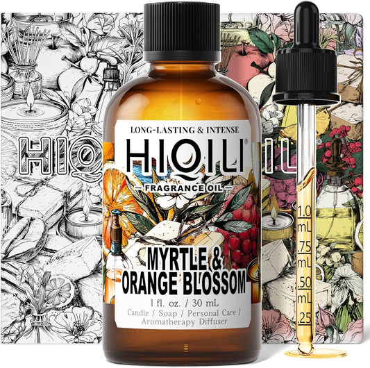 HIQILI Myrtle & Orange Blossom Fragrance Oil for Diffuser, Inspired by D.or Tera-Bella, Candle & Soap Making, Long-Lasting Citrus Floral Scent - 1 Fl Oz