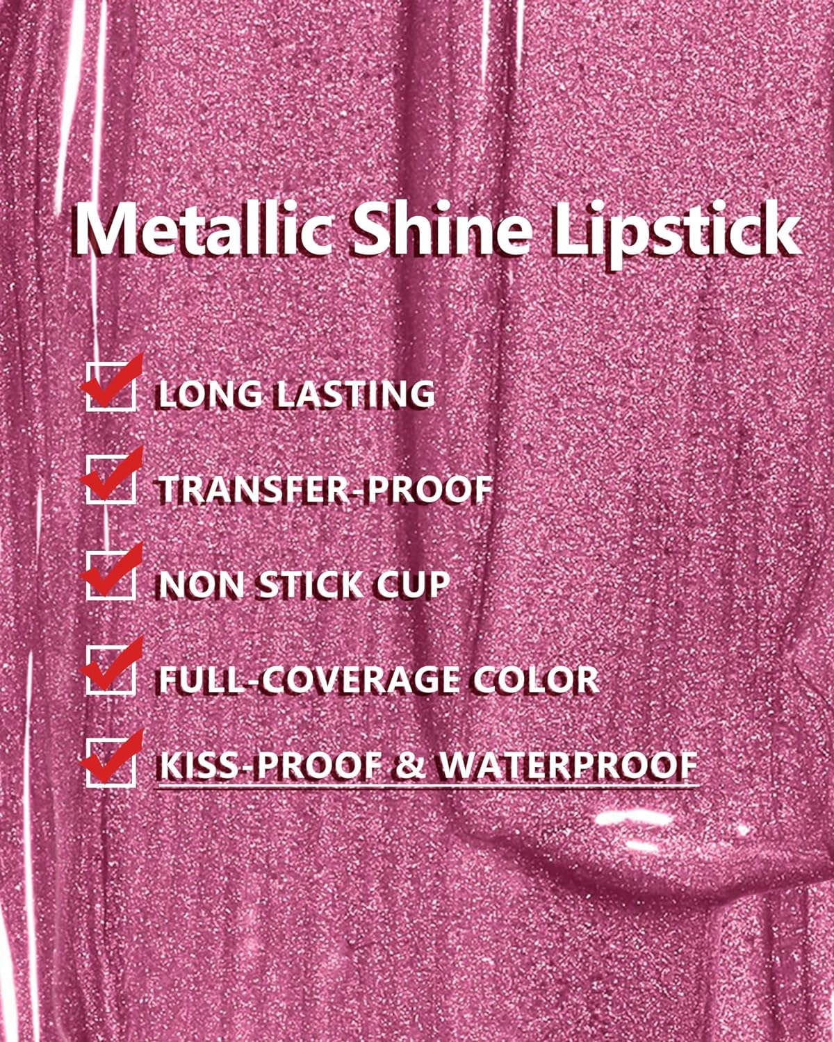 MAKI YIKA Metallic Lipstick - Long Lasting Hot Pink Lipstick for Women, High Shine No Smudge Transferproof Full-Coverage Lip Gloss (BR02 Metal Barbie)