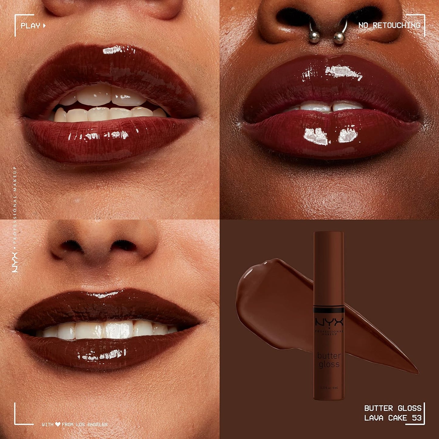 NYX PROFESSIONAL MAKEUP Butter Gloss Brown Sugar, Non-Sticky Lip Gloss - Lava Cake (Rich Brown)