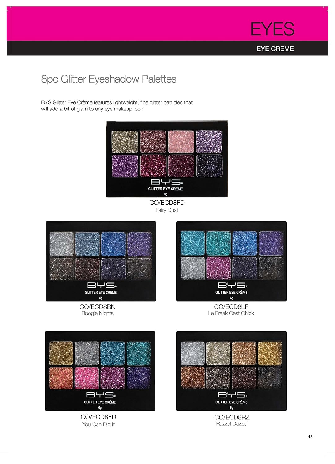 BYS Glitter Gel Makeup Palette 8 shades - Boogie Nights